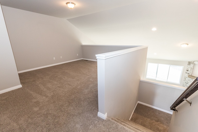 additional living space with carpet and vaulted ceiling