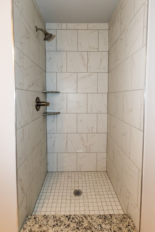 bathroom featuring a tile shower