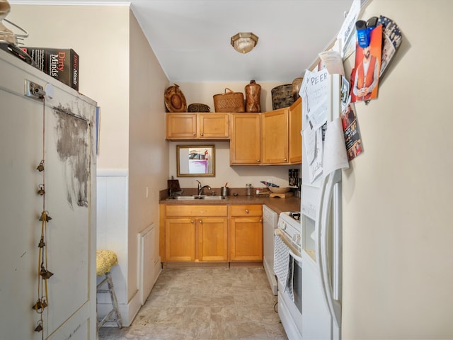 kitchen with white appliances and sink