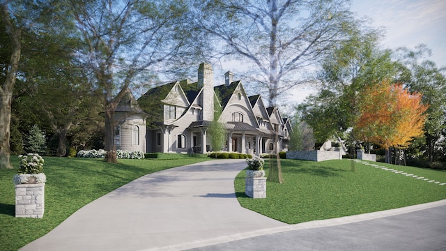 view of front of home with a front yard