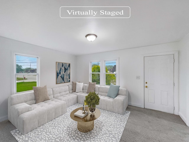 30430 Utica Rd, Roseville, MI 48066 - living room featuring healthy amount of natural light, carpet flooring, and baseboards