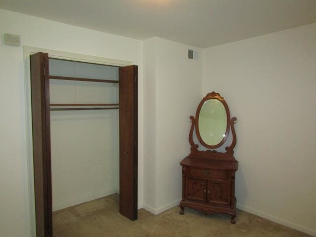 carpeted bedroom featuring a closet