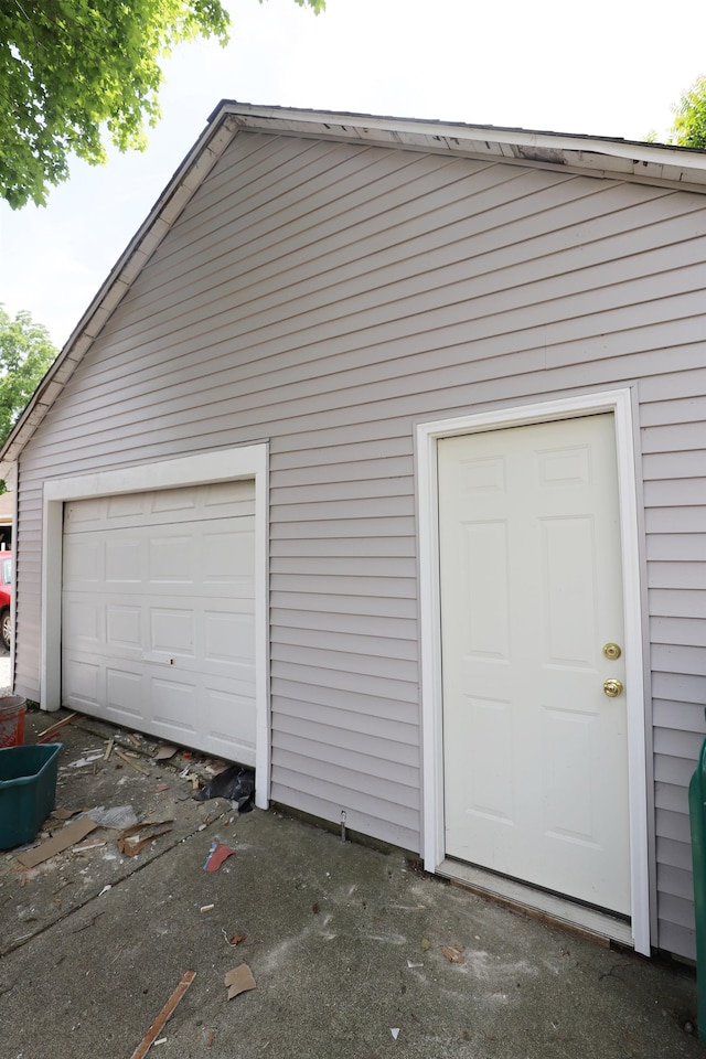 view of garage