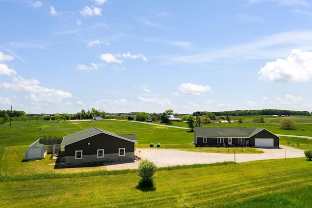 drone / aerial view featuring a rural view