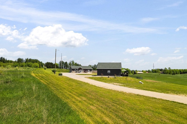 view of home's community featuring a yard and a rural view