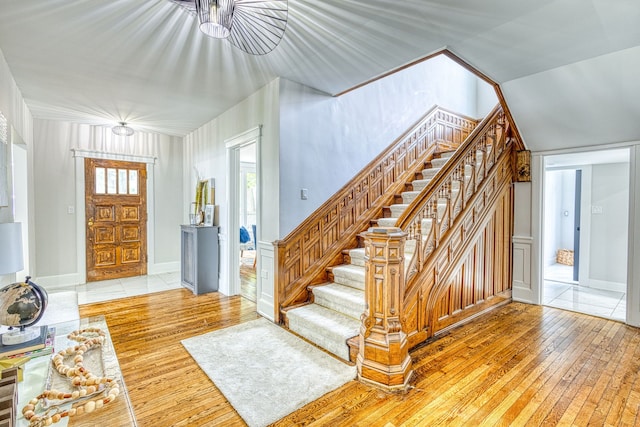 entrance foyer with wood-type flooring