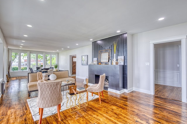 living room featuring wood-type flooring