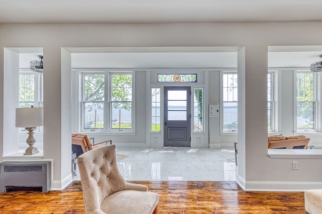 entrance foyer with radiator heating unit