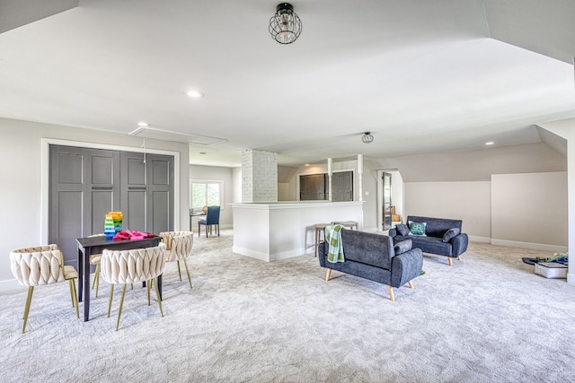 living room with light carpet