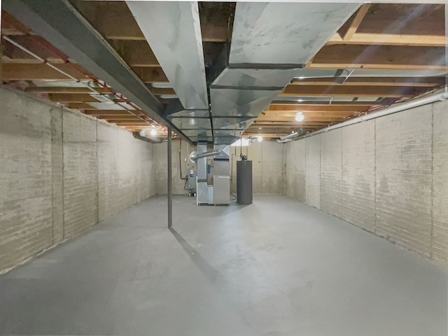 basement with gas water heater