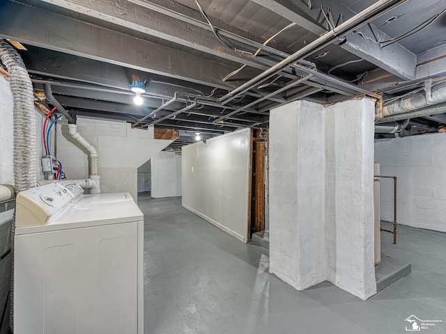 basement featuring washer and clothes dryer