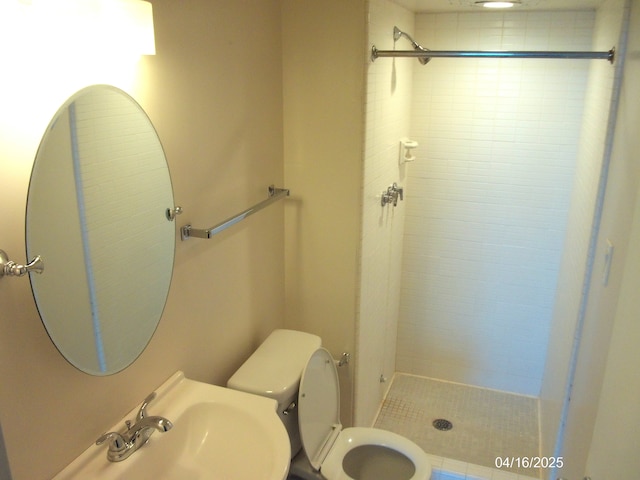 full bath with a shower stall, a sink, and toilet