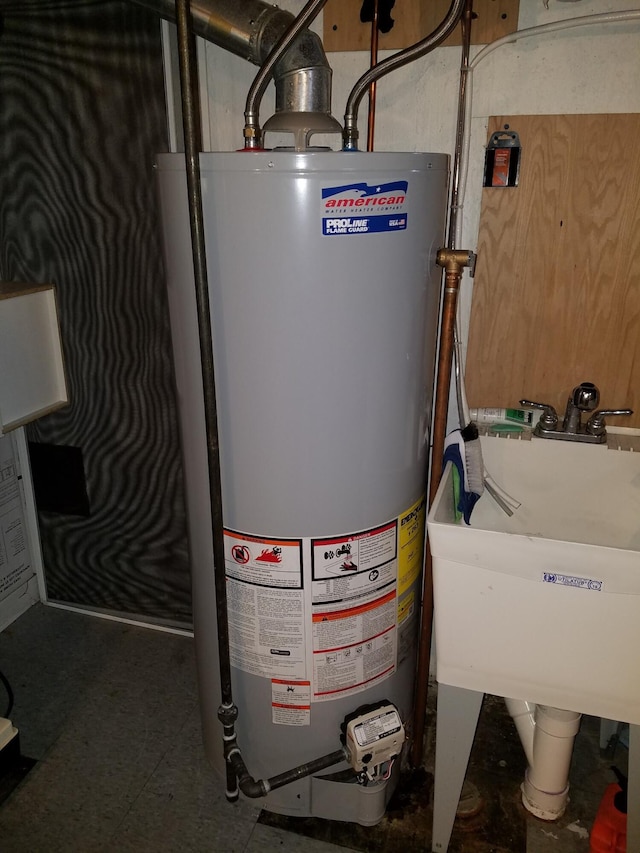 utilities with water heater and sink