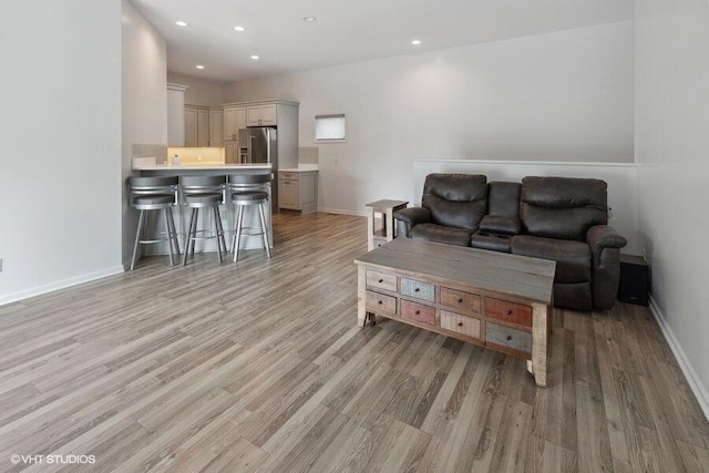 living room with light wood-type flooring