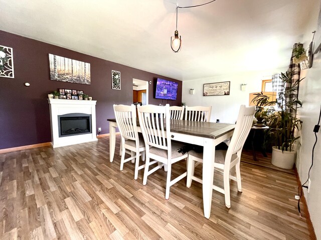 dining area featuring wood-type flooring