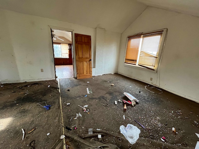 interior space featuring lofted ceiling