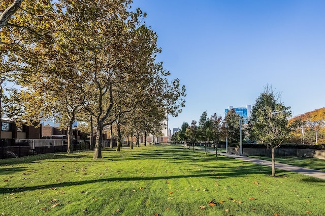 view of property's community featuring a yard