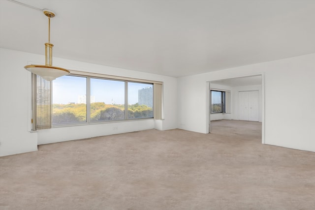 unfurnished room featuring light colored carpet