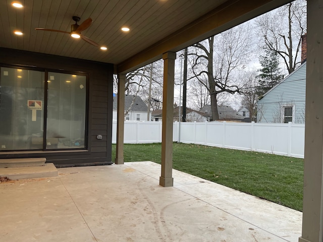 view of patio / terrace featuring ceiling fan