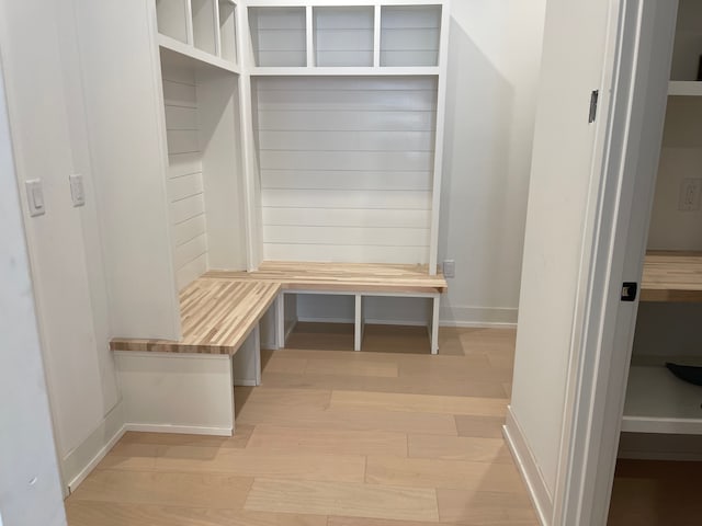 mudroom featuring light hardwood / wood-style flooring