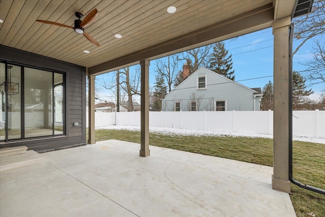 view of patio with ceiling fan