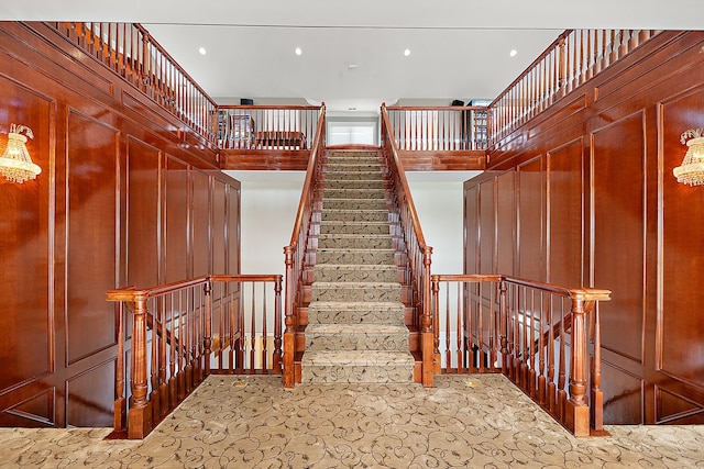 18 Sand Bar Ln, Detroit, MI 48214 - stairs with a high ceiling and recessed lighting