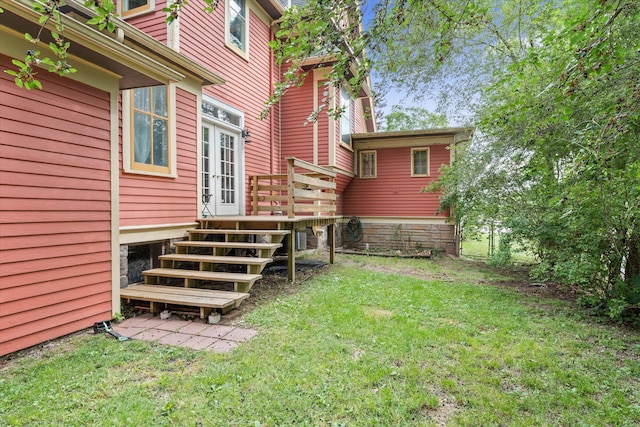 view of yard with a deck