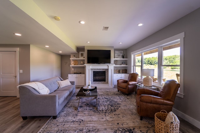 living room featuring wood-type flooring