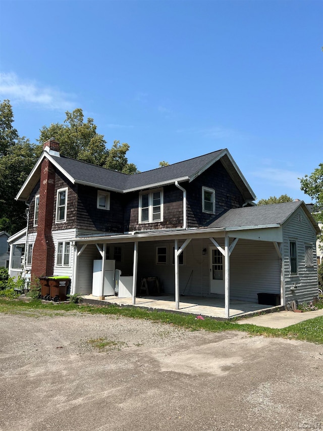 view of front of home with a patio