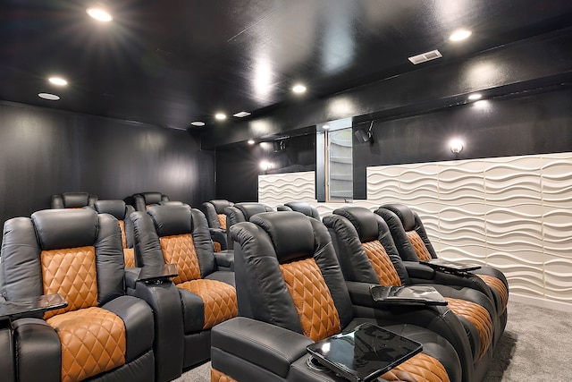 view of carpeted cinema room