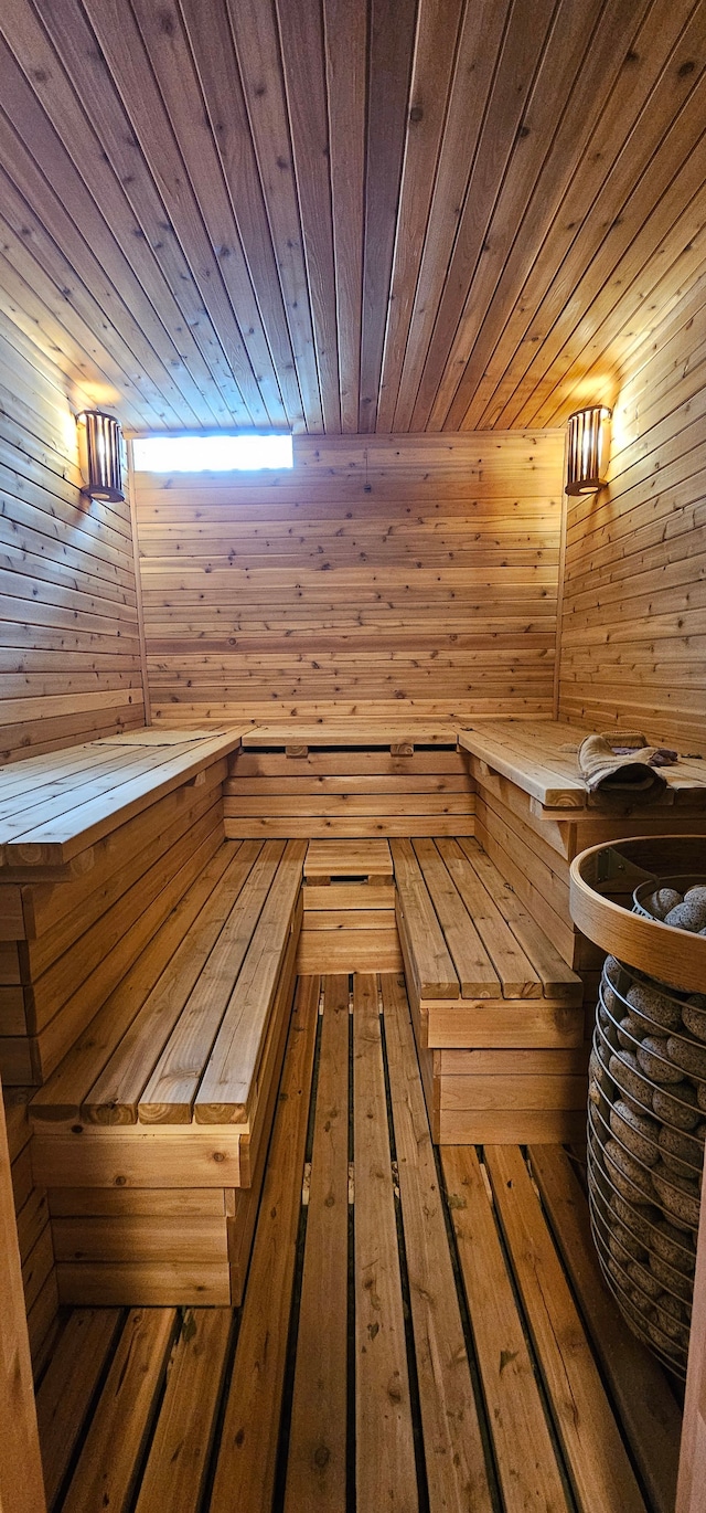 view of sauna / steam room with hardwood / wood-style floors