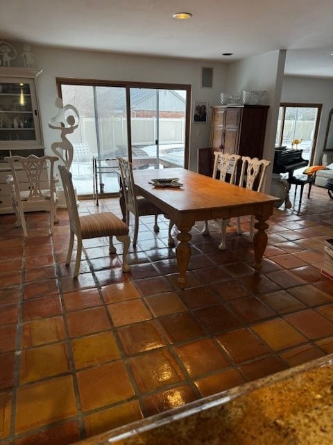 dining space featuring plenty of natural light and tile patterned flooring