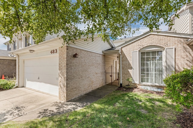 exterior space with a garage