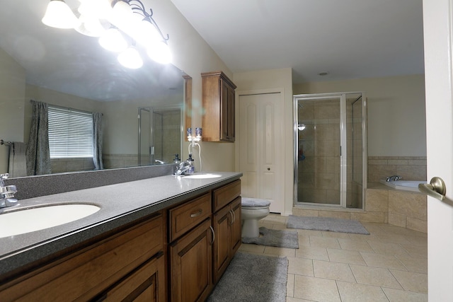 807 War Bonnet Dr, Tecumseh, MI 49286 - full bathroom with tile patterned flooring, a sink, a stall shower, and double vanity