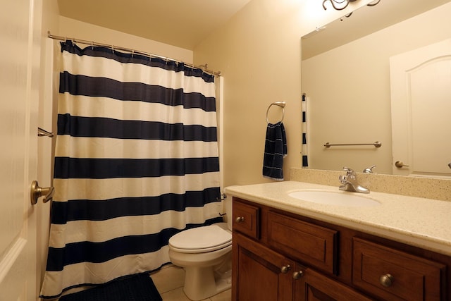 807 War Bonnet Dr, Tecumseh, MI 49286 - full bathroom with toilet, vanity, tile patterned floors, and a shower with shower curtain