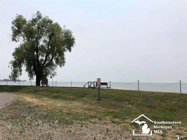 view of yard with a water view