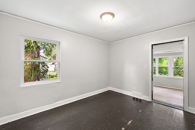 empty room featuring dark hardwood / wood-style flooring