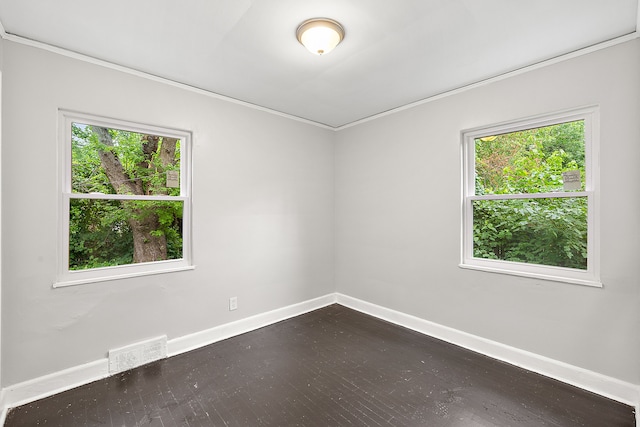 empty room with a wealth of natural light and crown molding