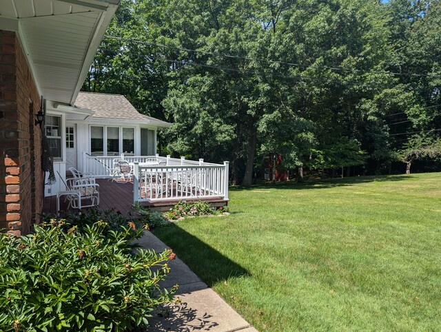 3641 Green Lake Rd, West Bloomfield, MI 48324 - view of grassy yard with a deck