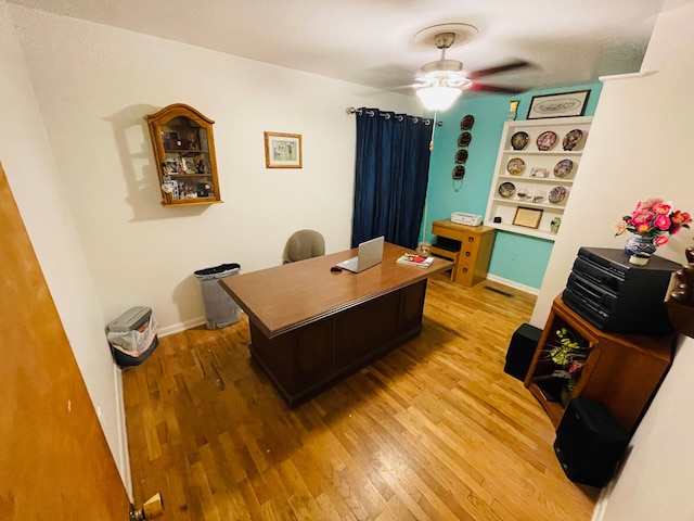 11424 W Corunna Rd, Lennon, MI 48449 - home office with light wood-style floors and ceiling fan