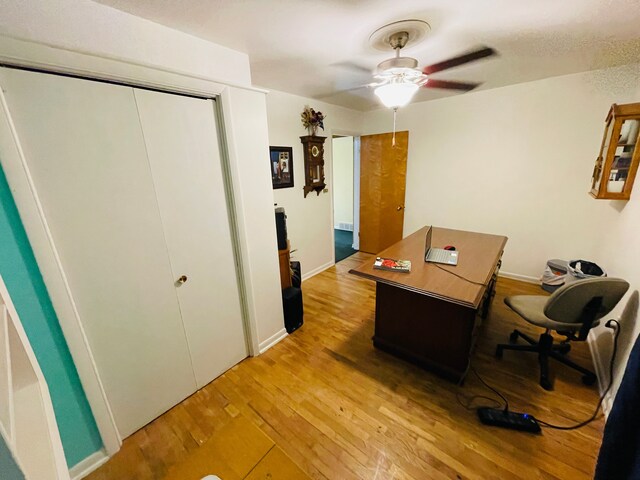 11424 W Corunna Rd, Lennon, MI 48449 - office area featuring light wood-type flooring and a ceiling fan