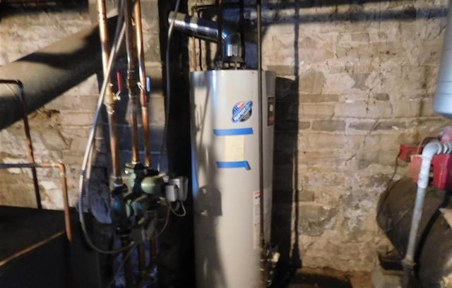 utility room with water heater