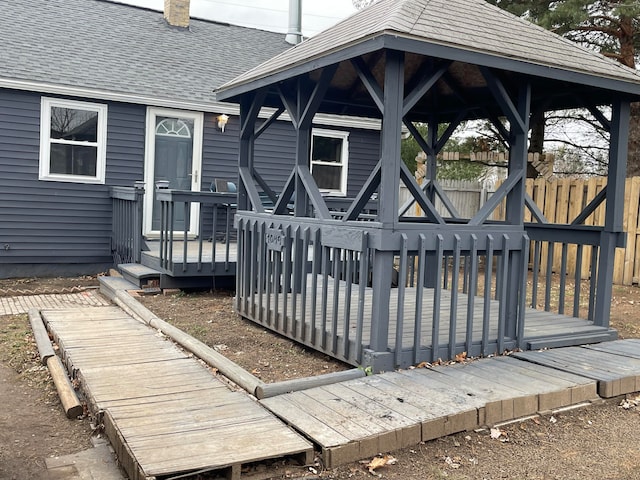 wooden terrace with a gazebo