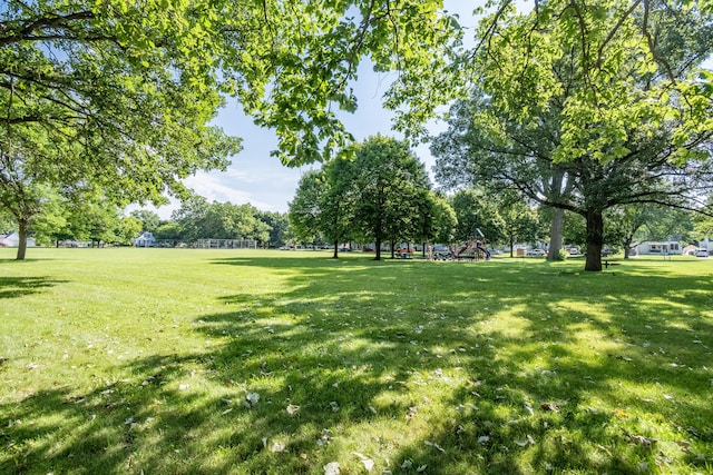 view of property's community with a yard