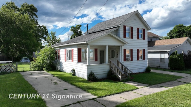 bungalow with a front yard