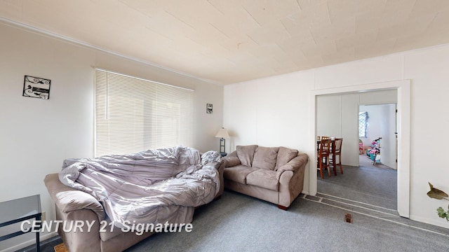 living room featuring a healthy amount of sunlight and carpet floors