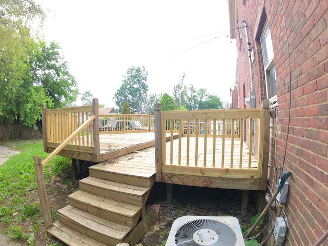 wooden terrace with cooling unit