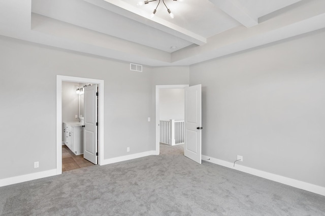 9139 Perry Ct, Zeeland, MI 49464 - unfurnished bedroom with carpet flooring, beamed ceiling, and baseboards