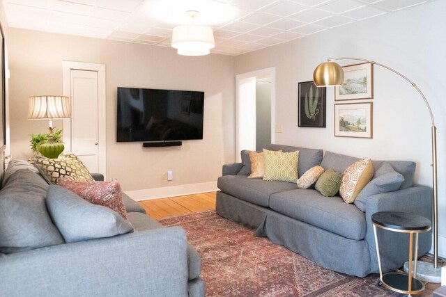 living room featuring dark hardwood / wood-style floors