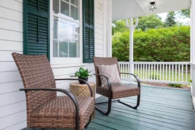 deck featuring a porch